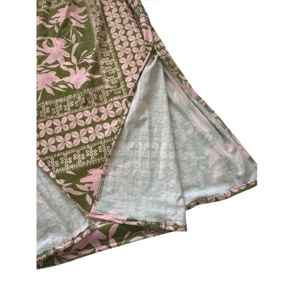 Unbranded Green & Pink Floral Boho Tropical Maxi Dress Kimono Sleeve Size Small - Picture 8 of 13